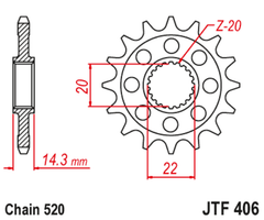 geräuscharmes vorderes Stahlritzel 406 - 520