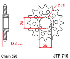 geräuscharmes vorderes Stahlritzel 710 - 520