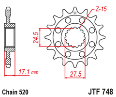 geräuscharmes vorderes Stahlritzel 748 - 520