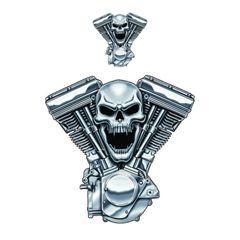 MINI V - TWIN ENGINE SKULL 60x80mm