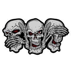 MINI SEE SPEAK HEAR NO EVIL SKULLS 60x80mm
