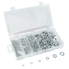 FLAT WASHER STEEL 6 SIZES DIAM 3 to 10mm ASSORTMENT BOX 900 PIECES