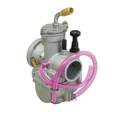 CARBURATEUR TYPE PWK 28 SILVER A BOISSEAU PLAT ENTRE AIR POLI AVEC COUDE TOURNANT -QUALITE PREMIUM- -P2R-