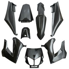 BODYWORK-FARING 50 ADAPTABLE DERBI 50 SENDA 2000+2010 GLOSS BLACK (KIT 8 PIECES) -P2R-