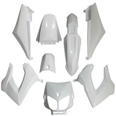 BODYWORK-FARING 50 ADAPTABLE DERBI 50 SENDA 2000+2010 GLOSS WHITE (KIT 8 PIECES) -P2R-