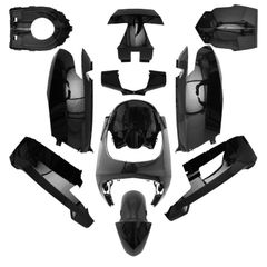 CARROSSERIE-CARENAGE SCOOT ADAPTABLE PEUGEOT 50 VIVACITY 3 2008+ NOIR BRILLANT (KIT 10 PIECES) -P2R-