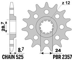 Standaard staal voortandwiel 2357 - 525