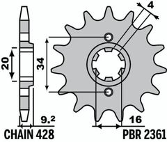 Standaard voortandwiel 2361 - 428