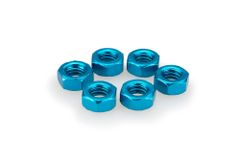 In blau eloxiertem Aluminium Blister 6 M6-Mutter
