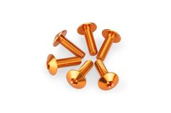 In geanodiseerd aluminium oranje bellen 6 schroeven M6x20 kop diameter 13,9mm