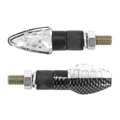 UNIVERSELLE MICRO-PFEIL 8 LEDS TRANSPARENT - CARBON L 55mm - H 20mm 23mm CE-ZULASSUNG PAAR