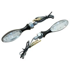 UNIVERSAL MINI OVAL 9 LEDS TRANSPARENT - ZAMAC BODY L 65mm - H 20mm 21mm CE APPROVED PAIR