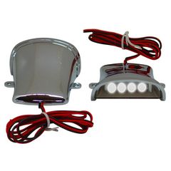 CHROME UNDER TRAY DECORATION WHITE LEDS L 58mm - H 27mm 60mm THE PAIR