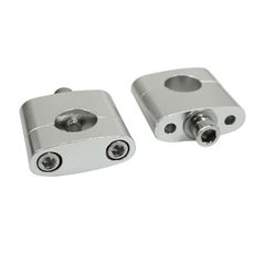 UNIVERSEL STANDARD ALU DIAM 22,2mm ENTRAXE 35mm ARGENT VIS INOX M7 H45 x L53 l20 mm PAIRE