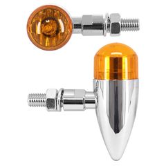 UNIVERSEL VINTAGE METALL MIT BAU9S ORANGE GLÜHBIRNE - CHROM DIAM 25mm PAAR CE-GEPRÜFT