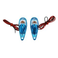 DECO GOUTTE EAU FENDER TRANSPARENT - BLEU AMPOULE ORANGE L 62mm - H 18mm 22mm PAIRE