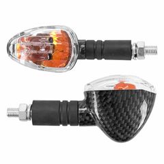 UNIVERSAL PYRAMID WITH BA15S BULB TRANSPARENT ABS BASE - CARBON LONG L 95mm - H 36mm 53mm CE APPROVED PAIR