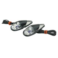 DECO GOUTTE EAU FENDER TRANSPARENT - CARBONE AMPOULE BLEU L 62mm - H 23mm 18mm PAIRE