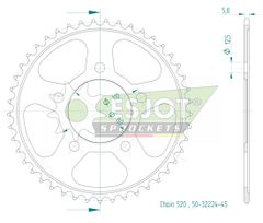 Cour RFE - 1333 45 - BLK 50 - 32224 45 10629 - 45 - Black 45 teeth