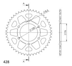 Steel chain RFE - 1844 52 - BLK 50 - 15070 52 - Black 52 teeth