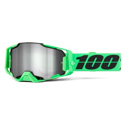 Gafas de motocross 100% ARMEGA Anza 2 -  Mirror Silver 2024 - Verde / Negro