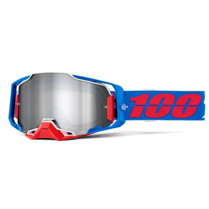 Maschera da cross 100% ARMEGA Ironclad -  Mirror Silver 2024 - Blu / Rosso
