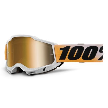 Maschera da cross 100% ACCURI 2 Shiv -  Mirror True Gold 2024 - Bianco / Giallo