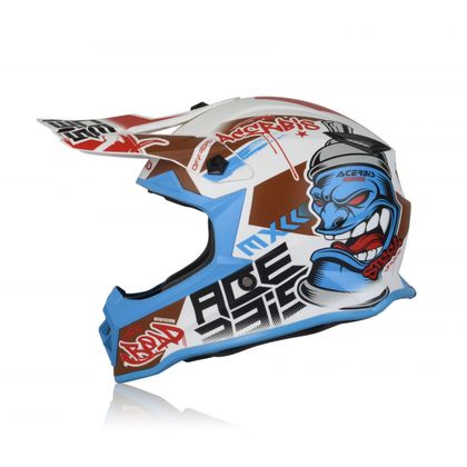Casco de motocross Acerbis STEEL WHITE BLUE NIÑO