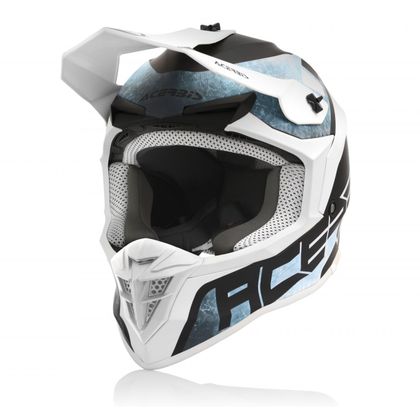 Casco de motocross Acerbis LINEAR WHITE/LIGHT BLUE 2023 - Blanco / Azul Ref : AE3100 