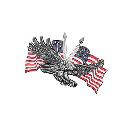 Emblème Highway Hawk Adhesif Double drapeau Etats Unis universel