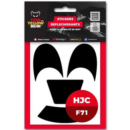 Stickers Réfléchissants Fear The Yellow Bear Replica HJC F71 - Noir Ref : FYB0055 