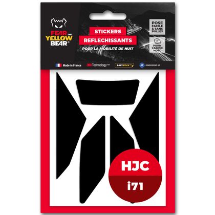 Fear The Yellow Bear Replica HJC I71 Reflective Stickers - Black Ref : FYB0054 