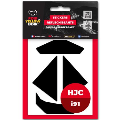 Fear The Yellow Bear Replica HJC I91 Reflective Stickers - Black Ref : FYB0056 