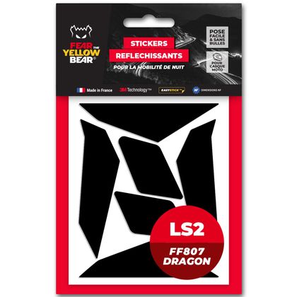 Stickers Réfléchissants Fear The Yellow Bear REPLICA LS2 FF807 Dragon - Noir Ref : FYB0042 