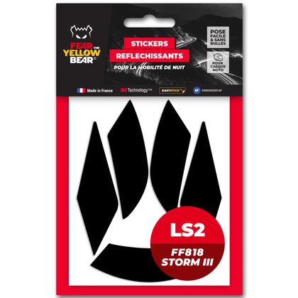 Stickers Réfléchissants Fear The Yellow Bear Replica LS2 FF818 Storm III - Noir Ref : FYB0046 