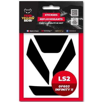 Fear The Yellow Bear Replica LS2 0F603 Infinity II Reflektierende Sticker - Schwarz Ref : FYB0047 