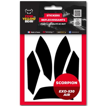 Stickers Réfléchissants Fear The Yellow Bear Replica Scorpion Exo 530 Air - Noir Ref : FYB0049 