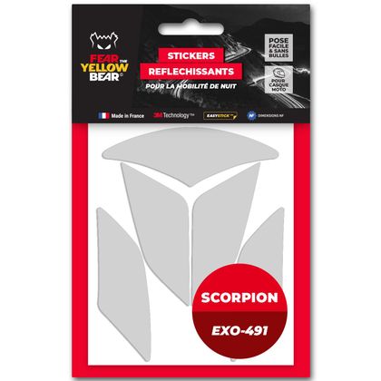 Stickers Réfléchissants Fear The Yellow Bear REPLICA Scorpion Exo 491 - Blanc Ref : FYB0039 
