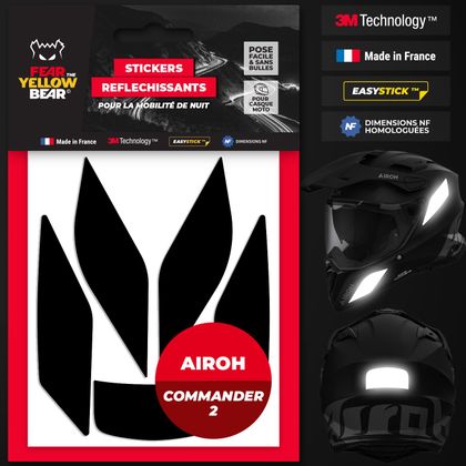 Fear The Yellow Bear Replica Airoh Commander 2 Reflecterende stickers - Zwart