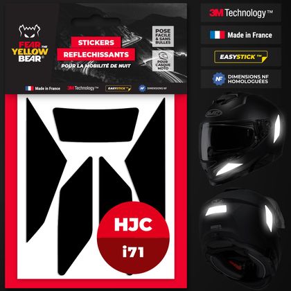Fear The Yellow Bear Replica HJC I71 Reflective Stickers - Black