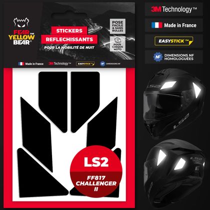 Stickers Réfléchissants Fear The Yellow Bear REPLICA LS2 FF817 Challenger II - Noir