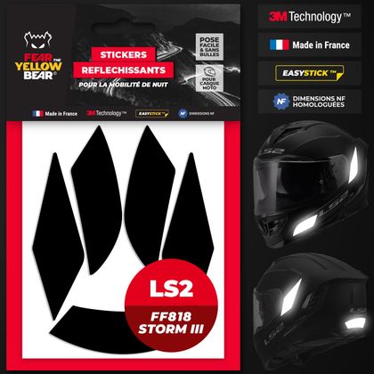 Stickers Réfléchissants Fear The Yellow Bear Replica LS2 FF818 Storm III - Noir