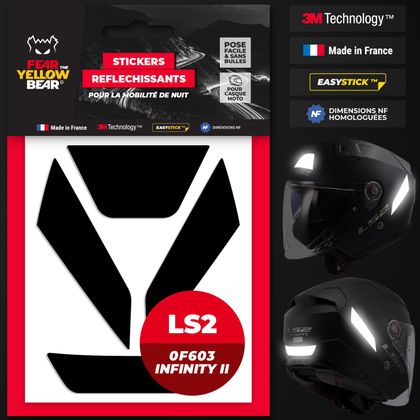 Fear The Yellow Bear Replica LS2 0F603 Infinity II Reflektierende Sticker - Schwarz