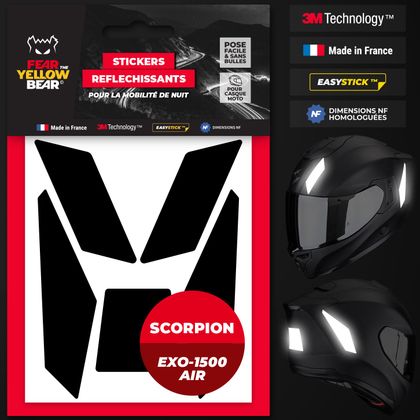 Fear The Yellow Bear Replica Scorpion Exo 1500 Air Reflecterende stickers - Zwart