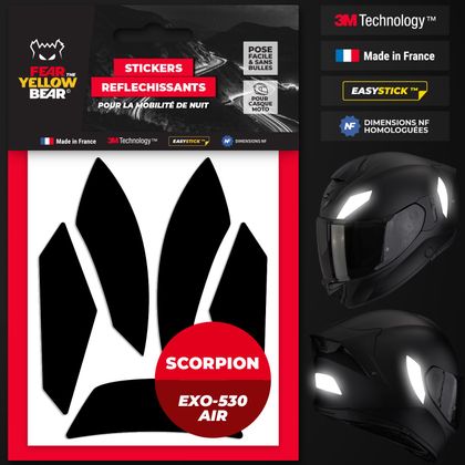 Stickers Réfléchissants Fear The Yellow Bear Replica Scorpion Exo 530 Air - Noir
