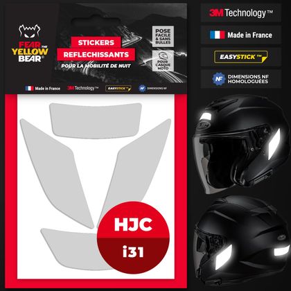 Stickers Réfléchissants Fear The Yellow Bear REPLICA HJC I31 - Blanc