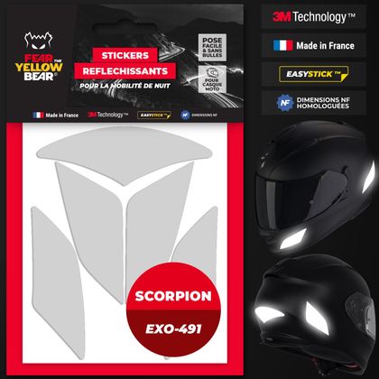 Stickers Réfléchissants Fear The Yellow Bear REPLICA Scorpion Exo 491 - Blanc