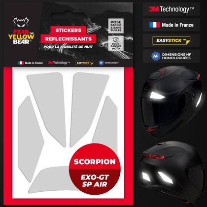 Stickers Réfléchissants Fear The Yellow Bear REPLICA Scorpion Exo GT SP Air - Blanc