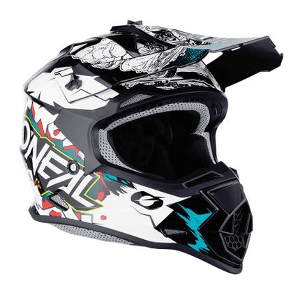 Casque cross O'Neal 2 SRS - YOUTH VILLAIN - WHITE GLOSSY