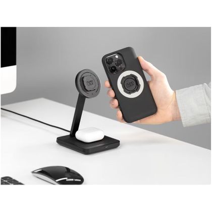 Support Smartphone Quad Lock Maison/Bureau - Double chargeur à induction MAG - Noir